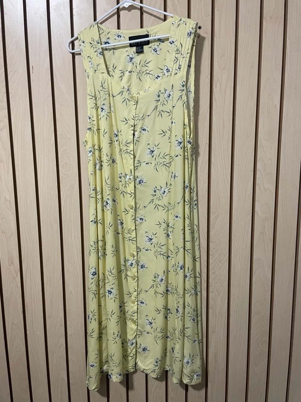 Zack & Dean Vintage Yellow Floral Button Front Sleeveless Maxi Dress Size 10